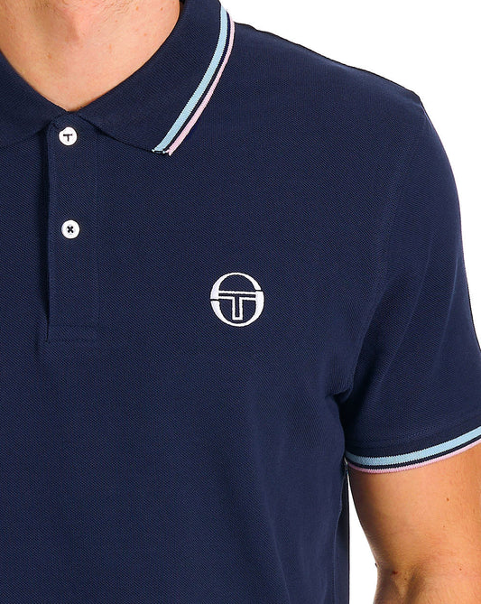 Sergio Tacchini Poloshirt mit Farbverlauf, Marineblau/Hellblau/Rosa