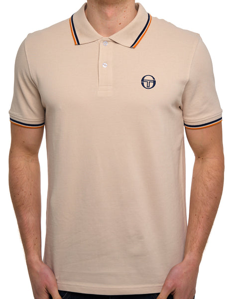 Sergio Tacchini Polohemd mit Farbverlauf, Sandfarben/Marineblau/Orange