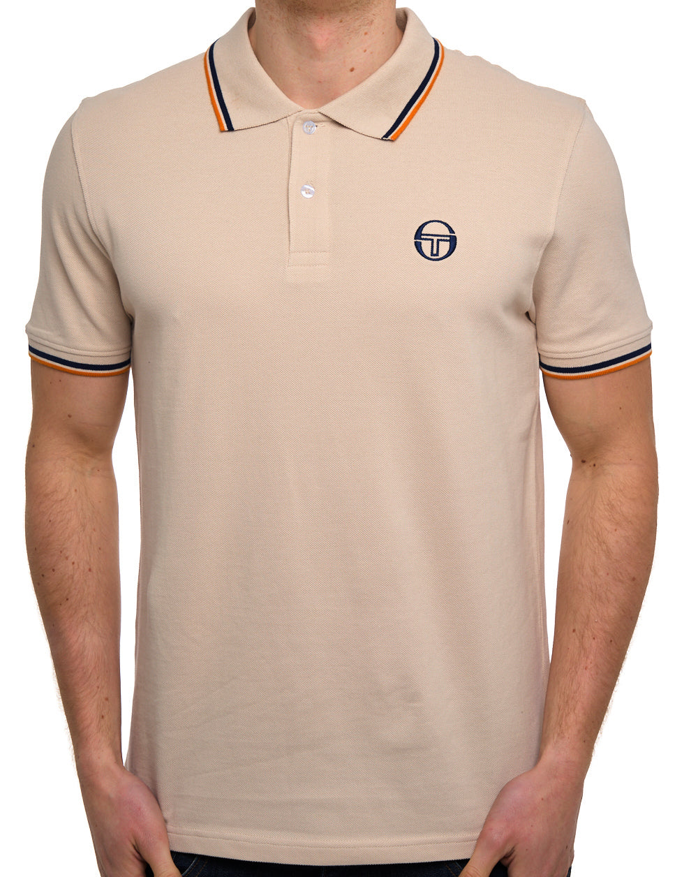 Sergio Tacchini Polohemd mit Farbverlauf, Sandfarben/Marineblau/Orange