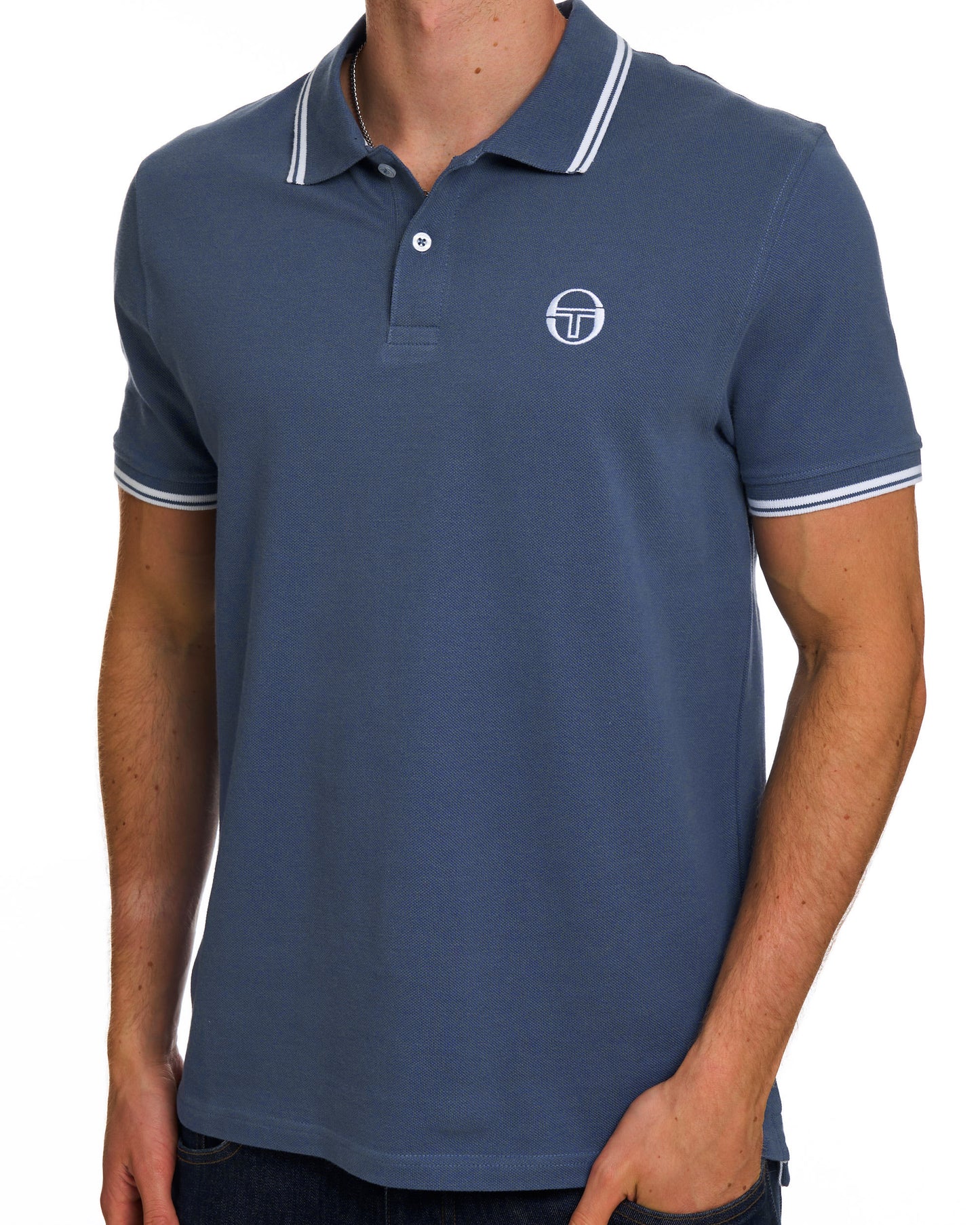 Sergio Tacchini Poloshirt mit Farbverlauf, Vintage Indigo/Weiß