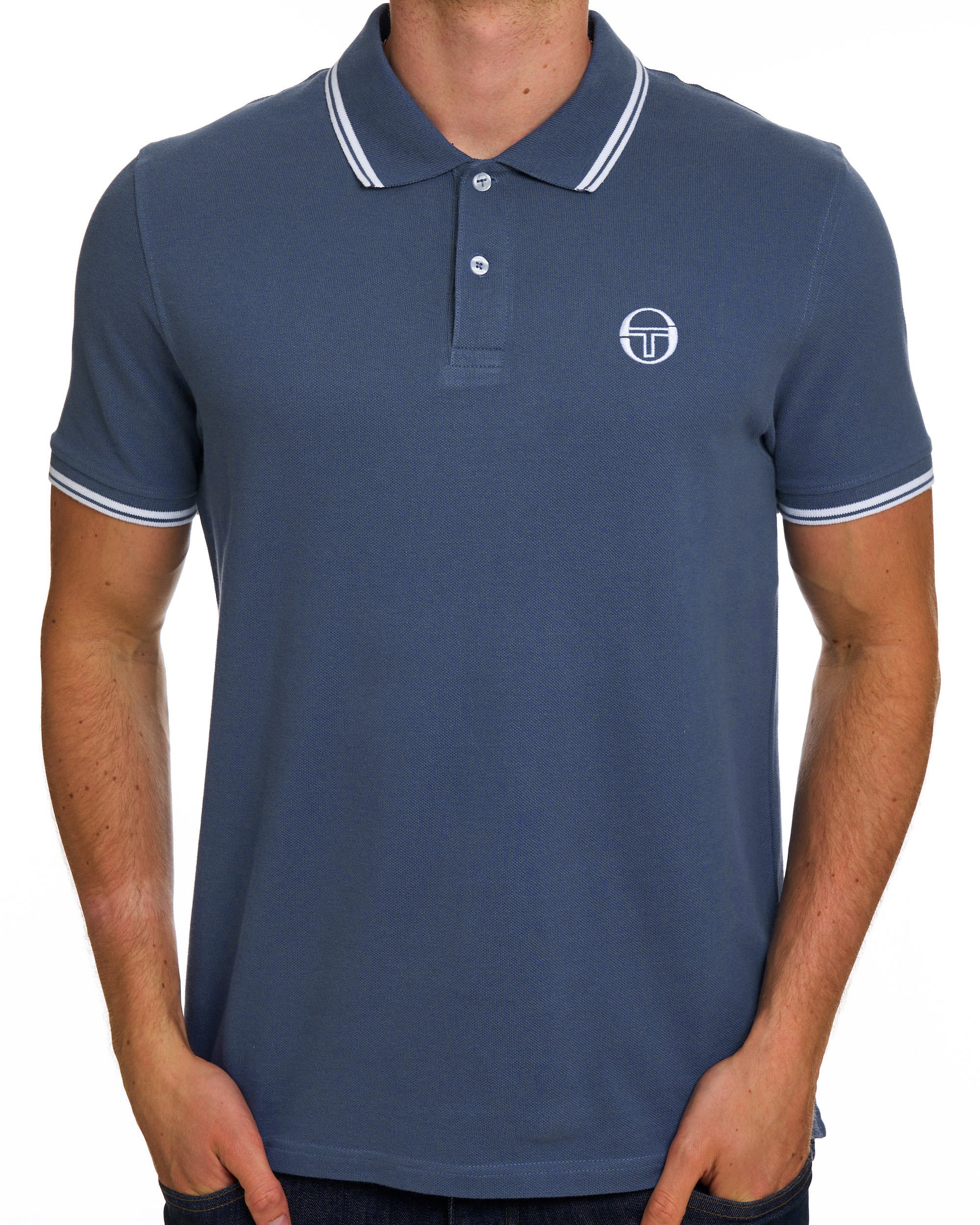 Sergio Tacchini Poloshirt mit Farbverlauf, Vintage Indigo/Weiß