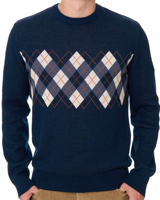 Sergio Tacchini Sergio Tacchini Argyle Crew Knit Jumper Navy Blue