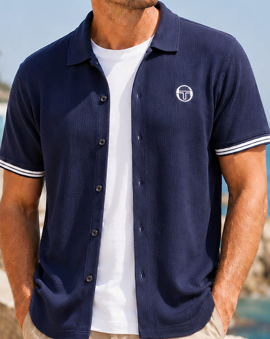 Sergio Tacchini Sergio Tacchini Poloshirt mit durchgehendem Knopf, Marineblau