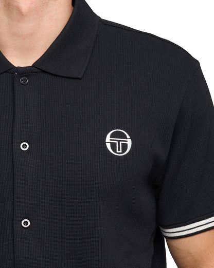 Sergio Tacchini Full Button Polo Shirt Black