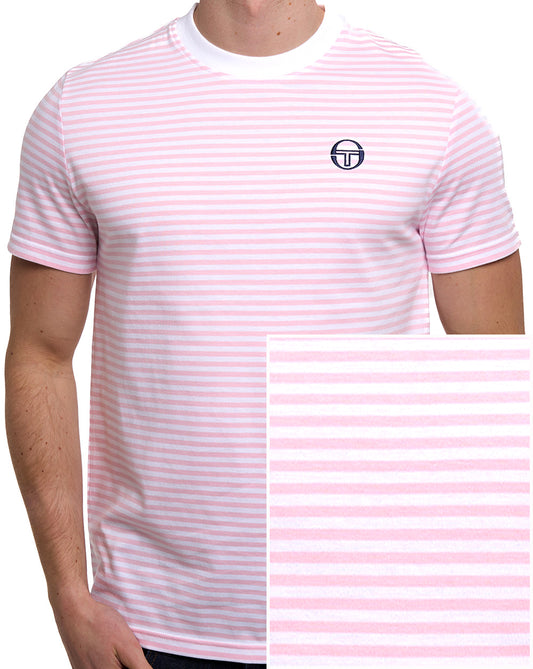 Sergio Tacchini Sergio Tacchini Falcao Stripe T Shirt White/Pink