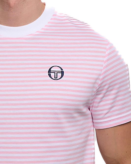 Sergio Tacchini Sergio Tacchini Falcao Stripe T Shirt White/Pink