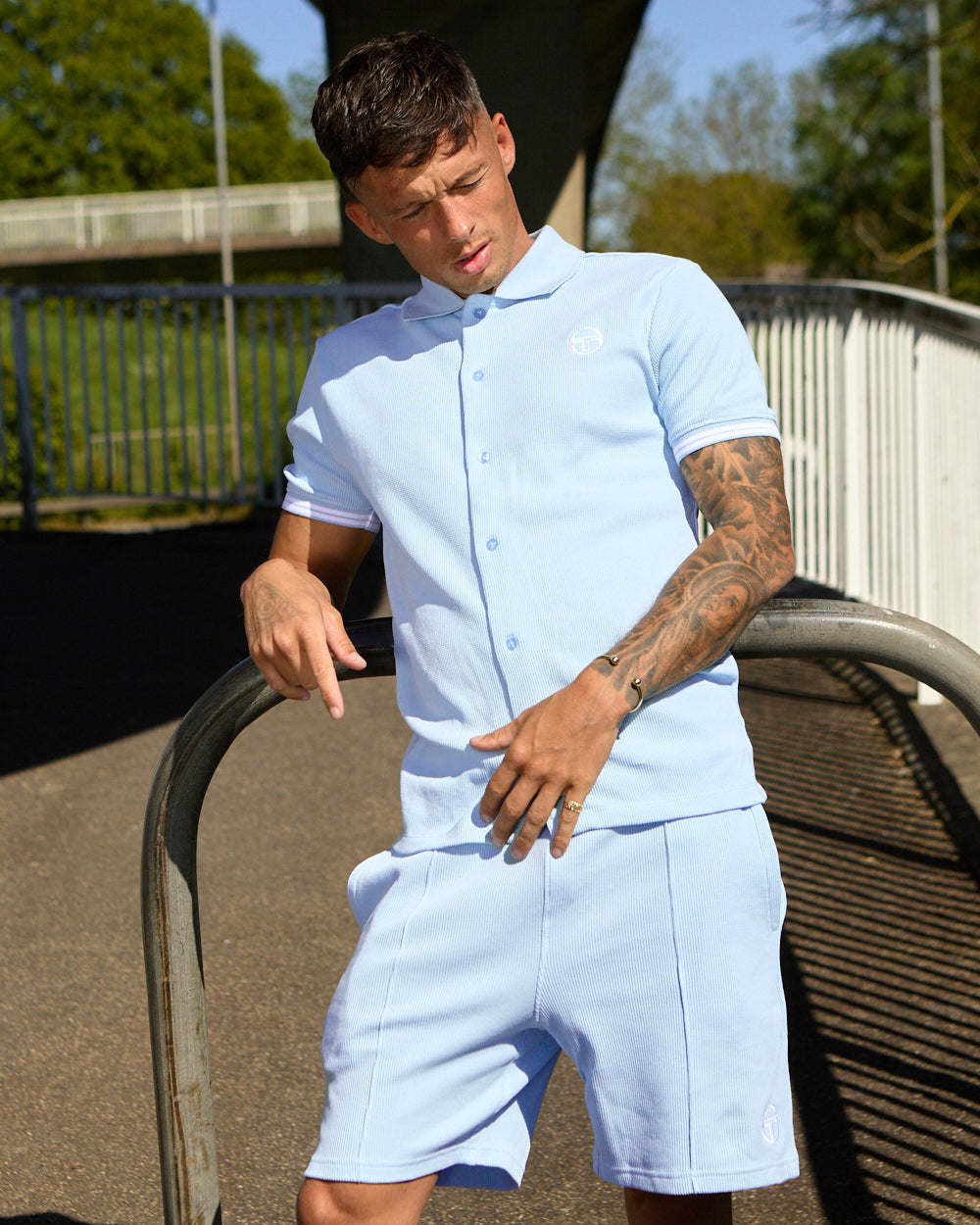 Sergio Tacchini Full Button Polo Shirt Sky