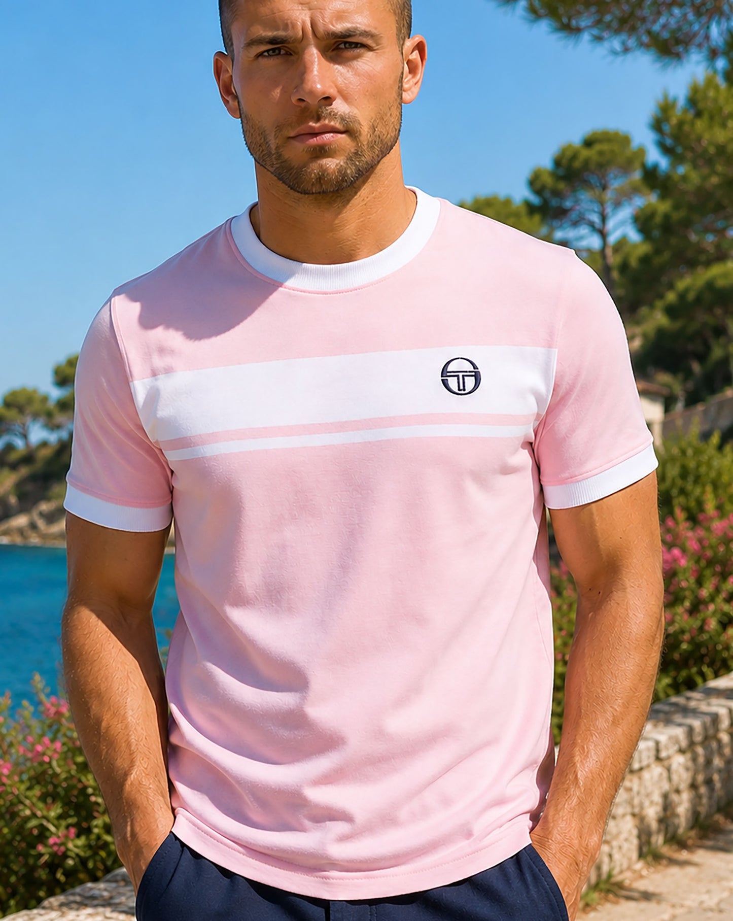 Sergio Tacchini Masters T-Shirt Rosa/Weiß