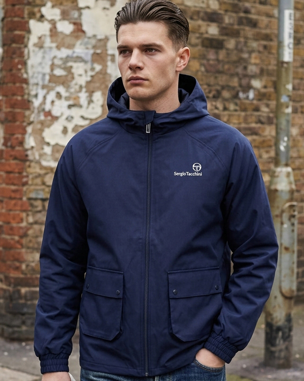 Sergio Tacchini Hooded Casual Jacket Navy Blue