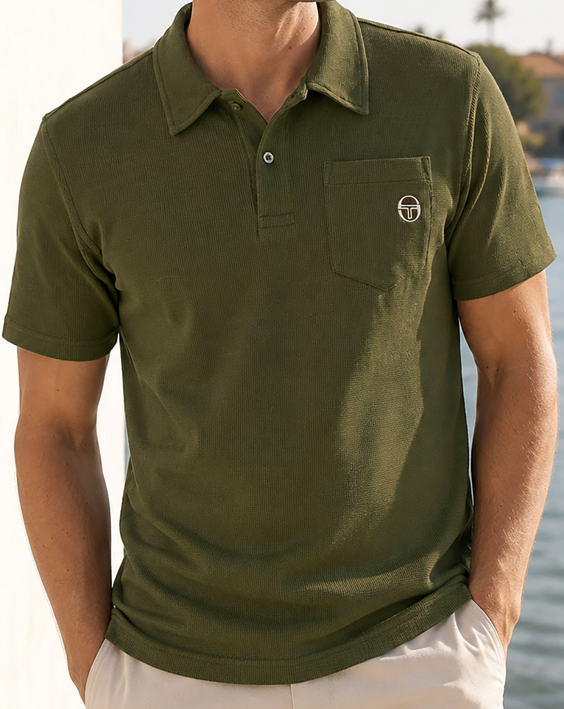Sergio Tacchini Pitch Pocket Polo Dunkeloliv