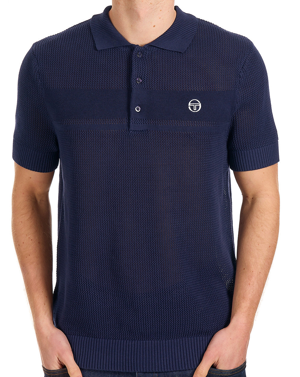 Strukturiertes Strickpolo von Sergio Tacchini in Marineblau