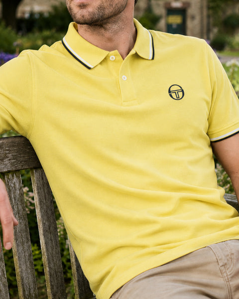 Sergio Tacchini Poloshirt mit Farbverlauf Zitrone/Weiß/Marineblau