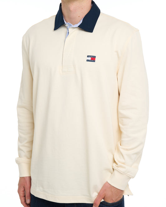 Tommy Hilfiger Tommy Jeans Badge Relaxed Rugby Shirt Cream