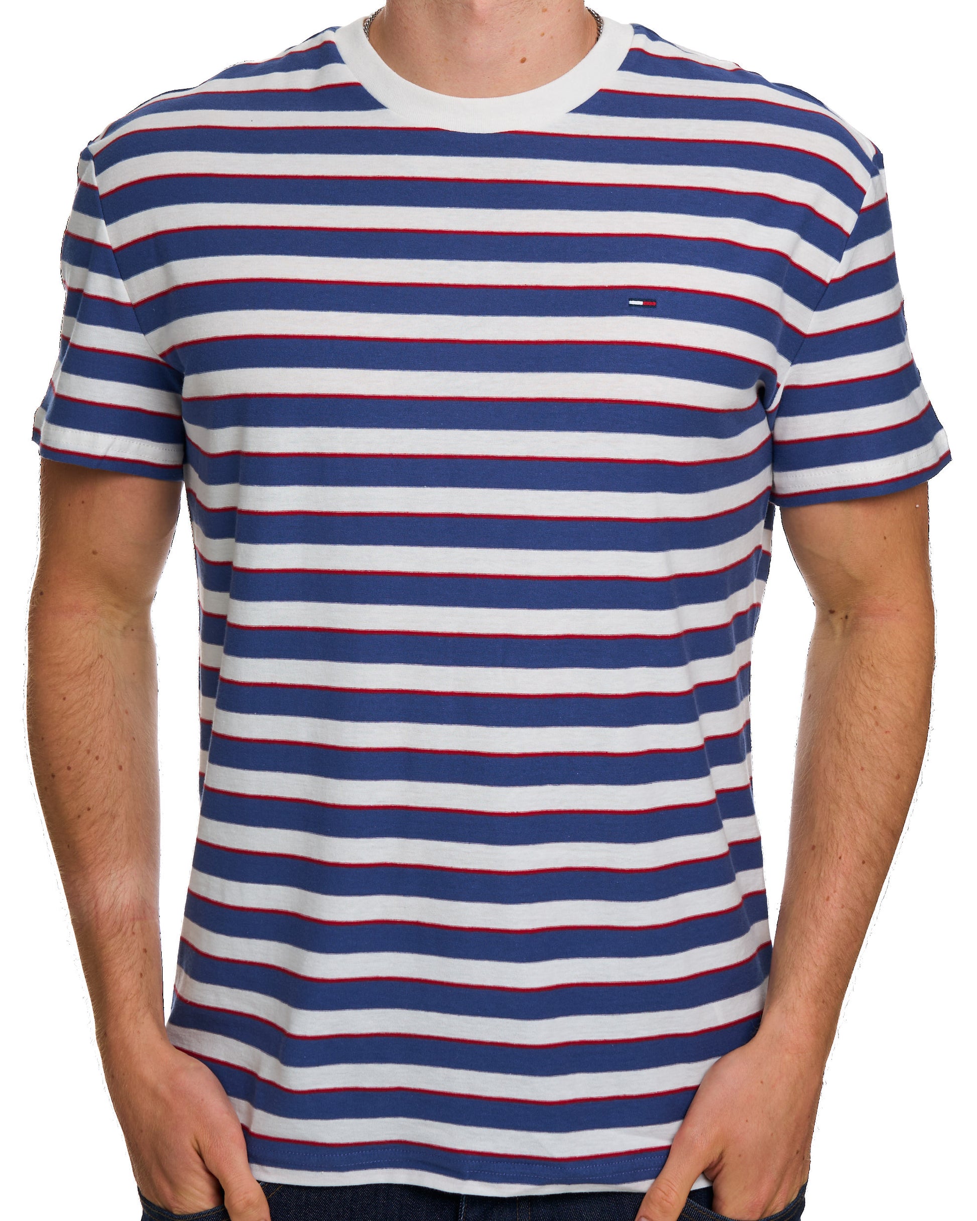 Tommy Jeans Flag Striped T Shirt Blue Storm Stripe