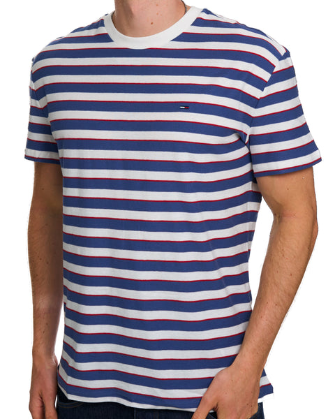 Tommy Jeans Flag Striped T Shirt Blue Storm Stripe