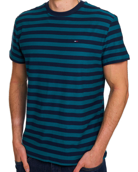Tommy Jeans Tommy Jeans Flag Striped T Shirt Polar Teal Stripes