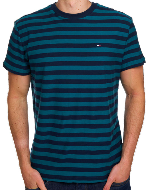 Tommy Jeans Tommy Jeans Flag Striped T Shirt Polar Teal Stripes