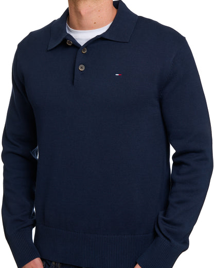 Tommy Jeans Strick-Langarmpolo, Dunkelblau