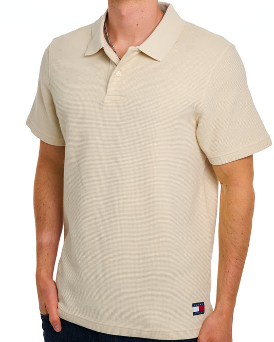 Tommy Jeans Tommy Jeans Washed Waffle Polo Calico White