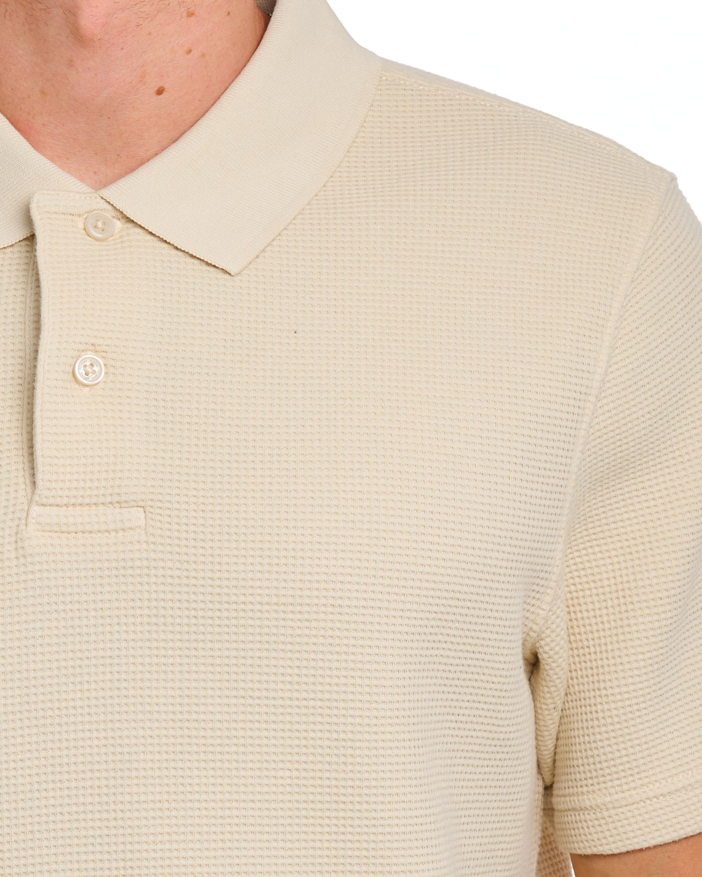 Tommy Jeans Washed Waffle Polo Calico White