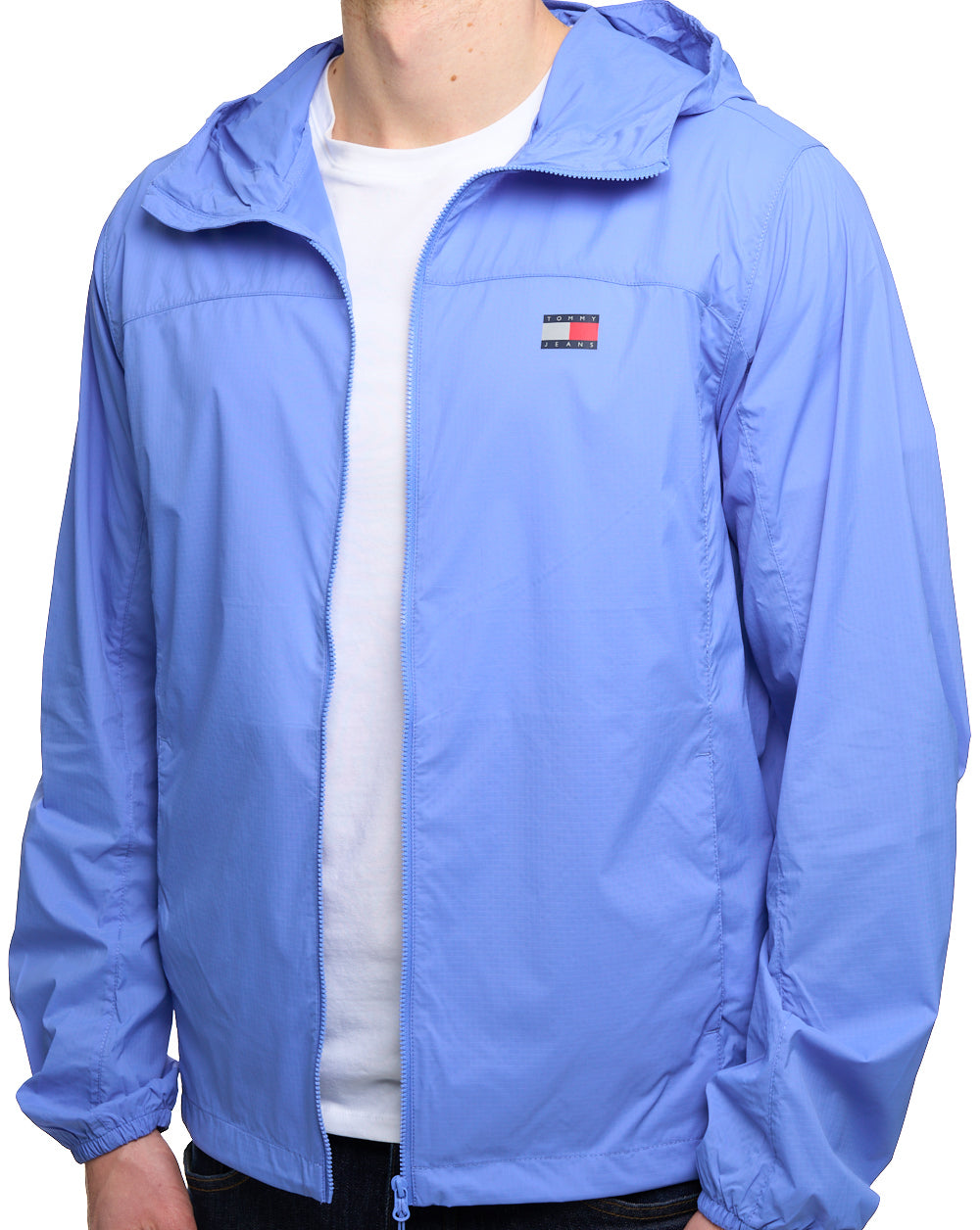 Tommy Jeans Water Repellent Ripstop Hooded Zip-Thru Jacket Blue Twilight