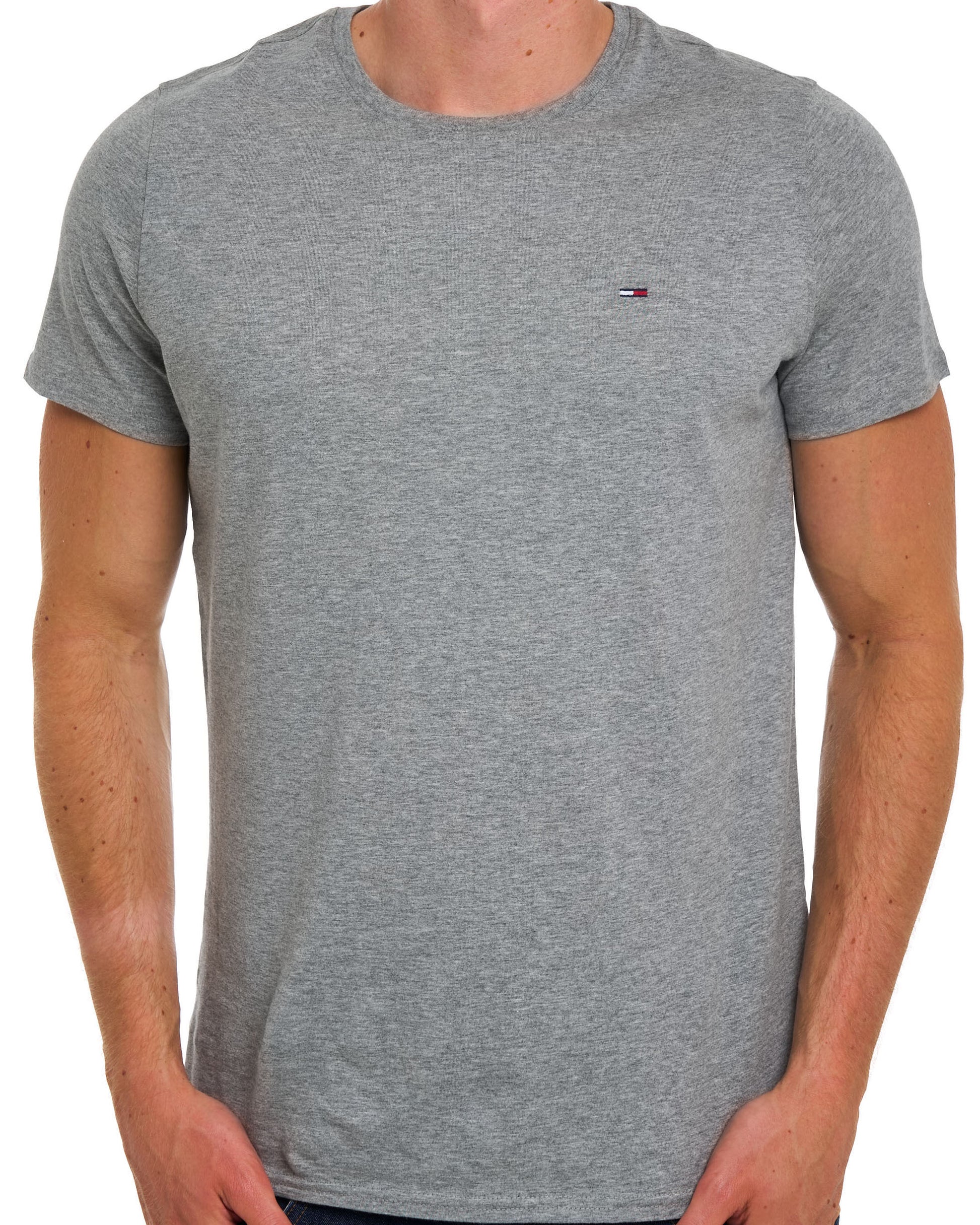 Tommy Jeans T-Shirt mit Rundhalsausschnitt, Hellgrau meliert