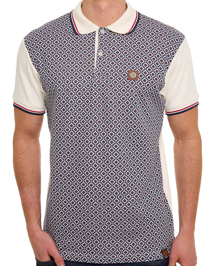 Trojan Diamond Panel Polo Ecru