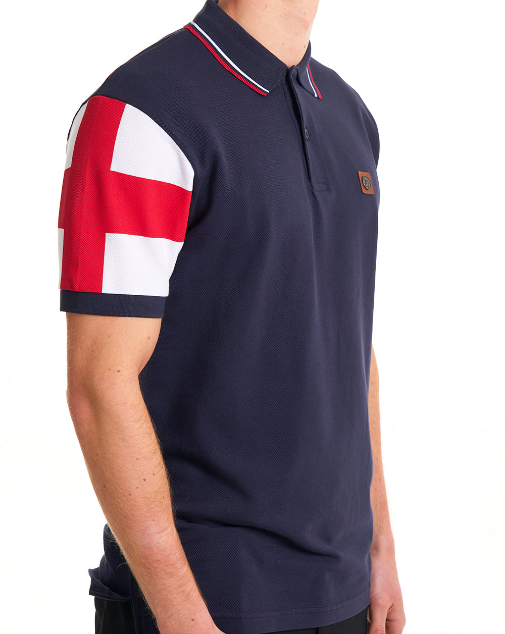 Trojan England Flag Sleeve Polo Navy
