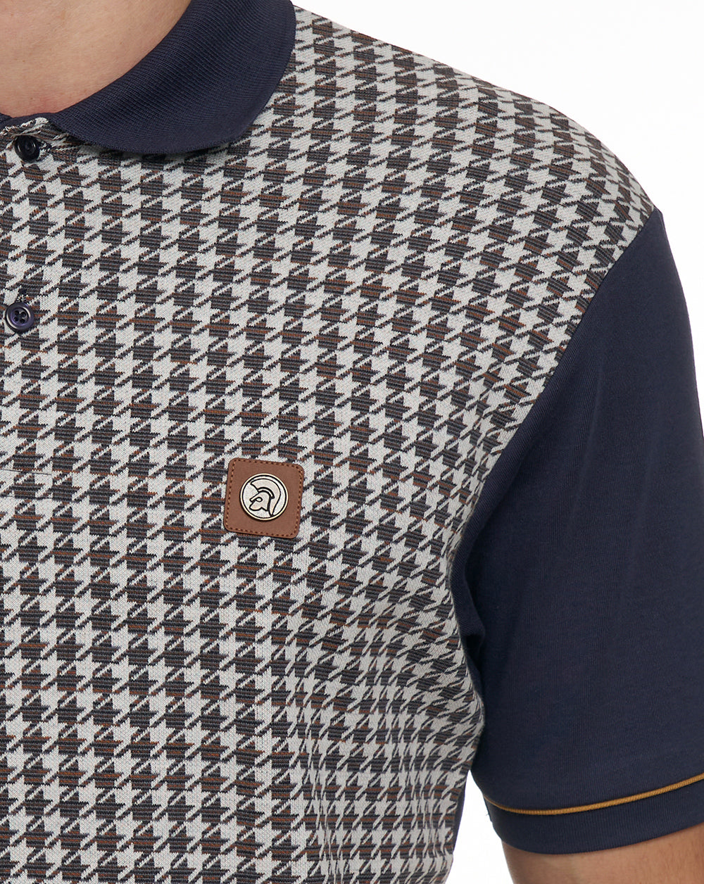 Trojan Houndstooth Panel Polo Navy