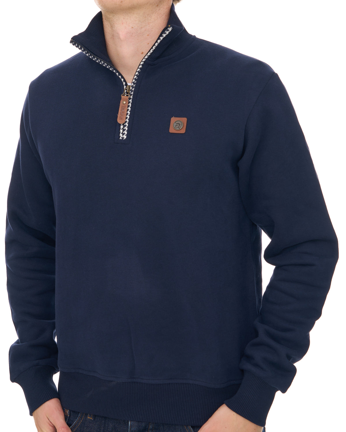 Trojan Houndstooth Quarter Zip Navy