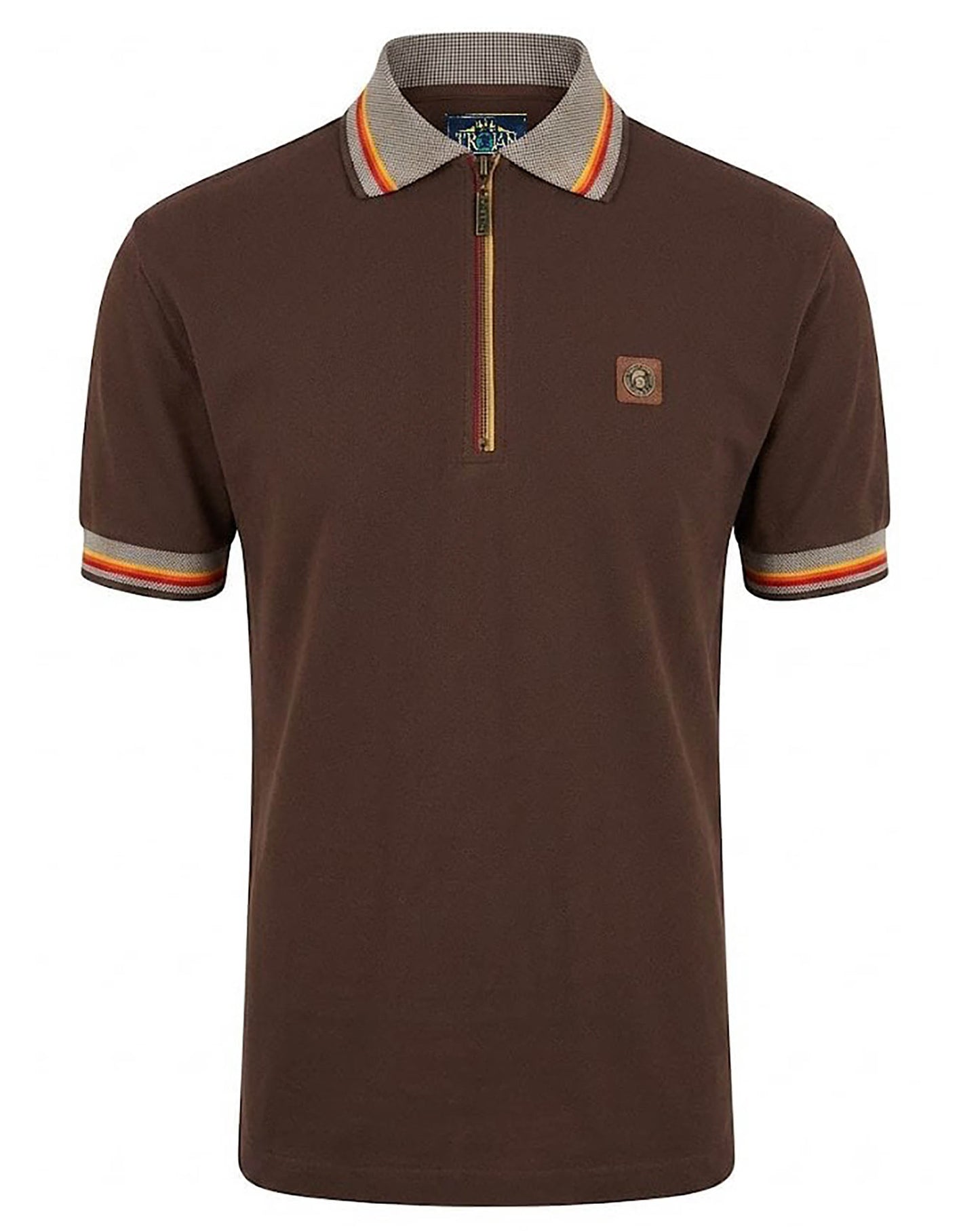 Trojan Oxford Collar Zip Polo Chocolate