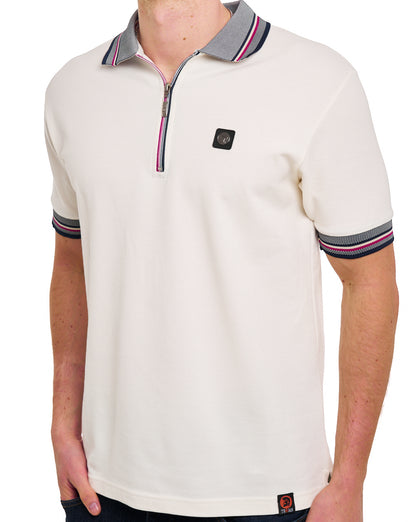 Trojan Oxford Polo-Polo mit Reißverschluss in Ecru