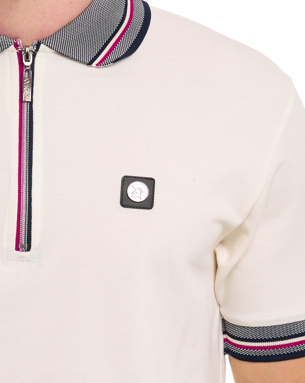 Trojan Oxford Collar Zip Polo Ecru