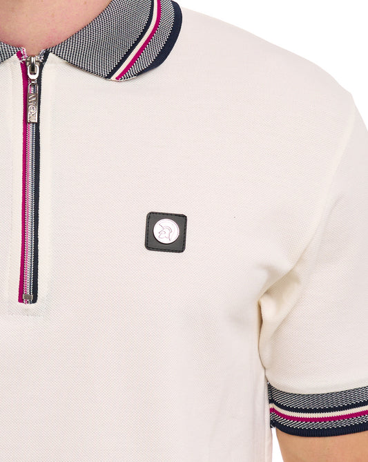 Trojan Trojan Oxford Polo-Polo mit Reißverschluss in Ecru