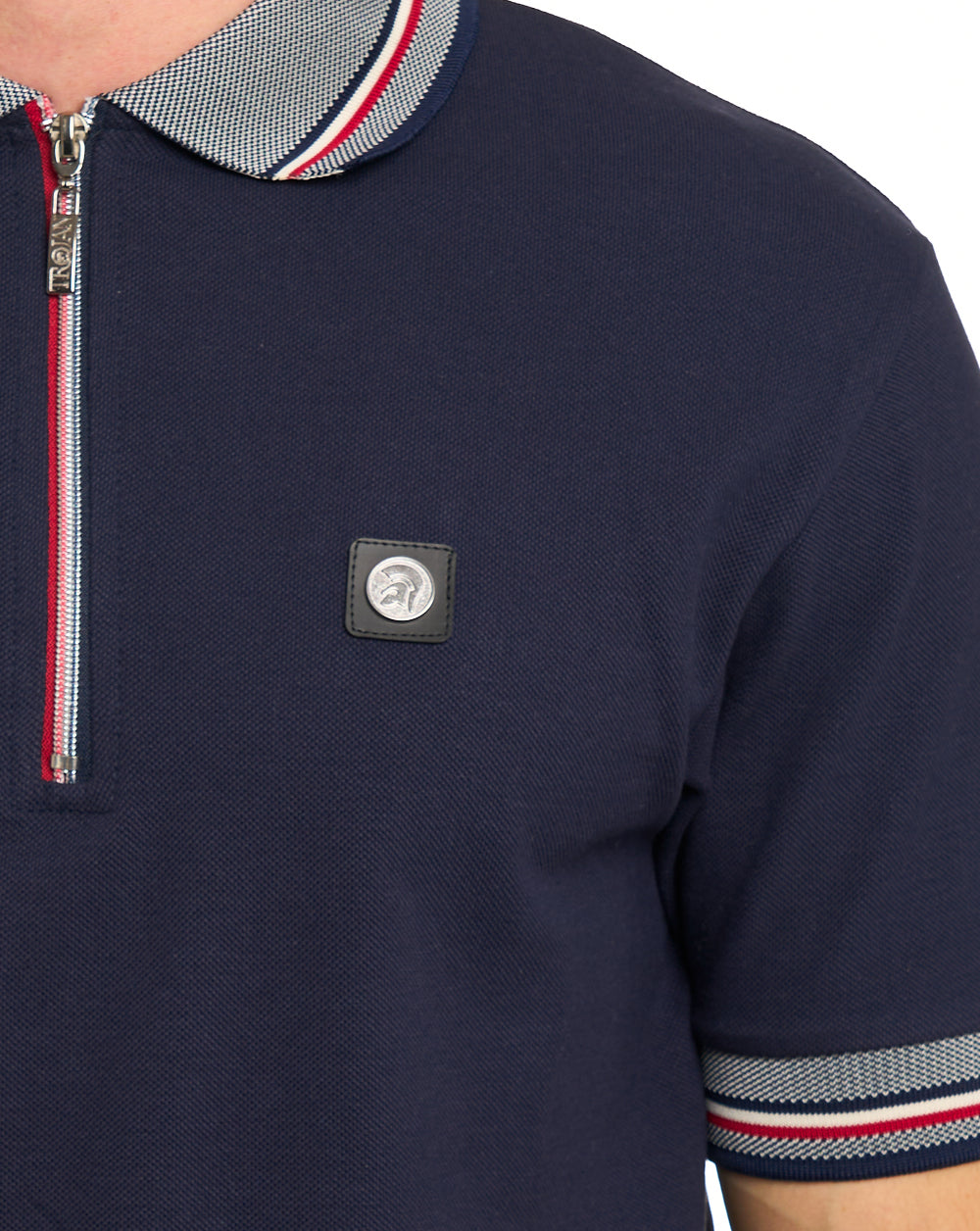 Trojan Oxford Polohemd mit Kragen und Reißverschluss, Marineblau