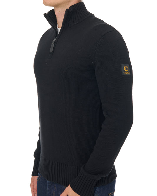 Trojan Trojan Quarter Zip Funnel Neck Knit Black