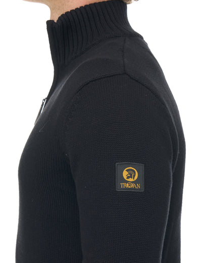 Trojan Quarter Zip Funnel Neck Knit Black