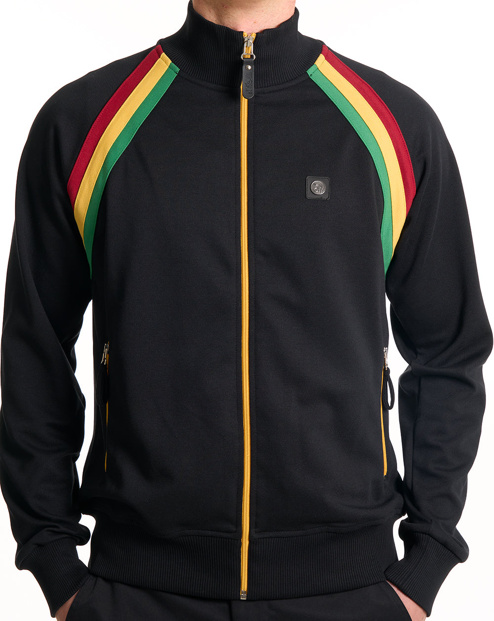 Trojan Raglan Trainingsjacke mit Streifen, Schwarz