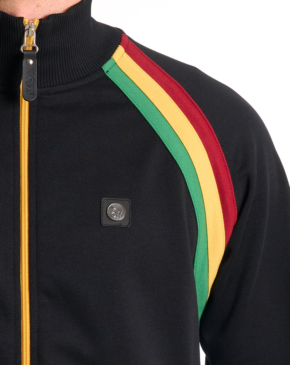 Trojan Raglan Trainingsjacke mit Streifen, Schwarz