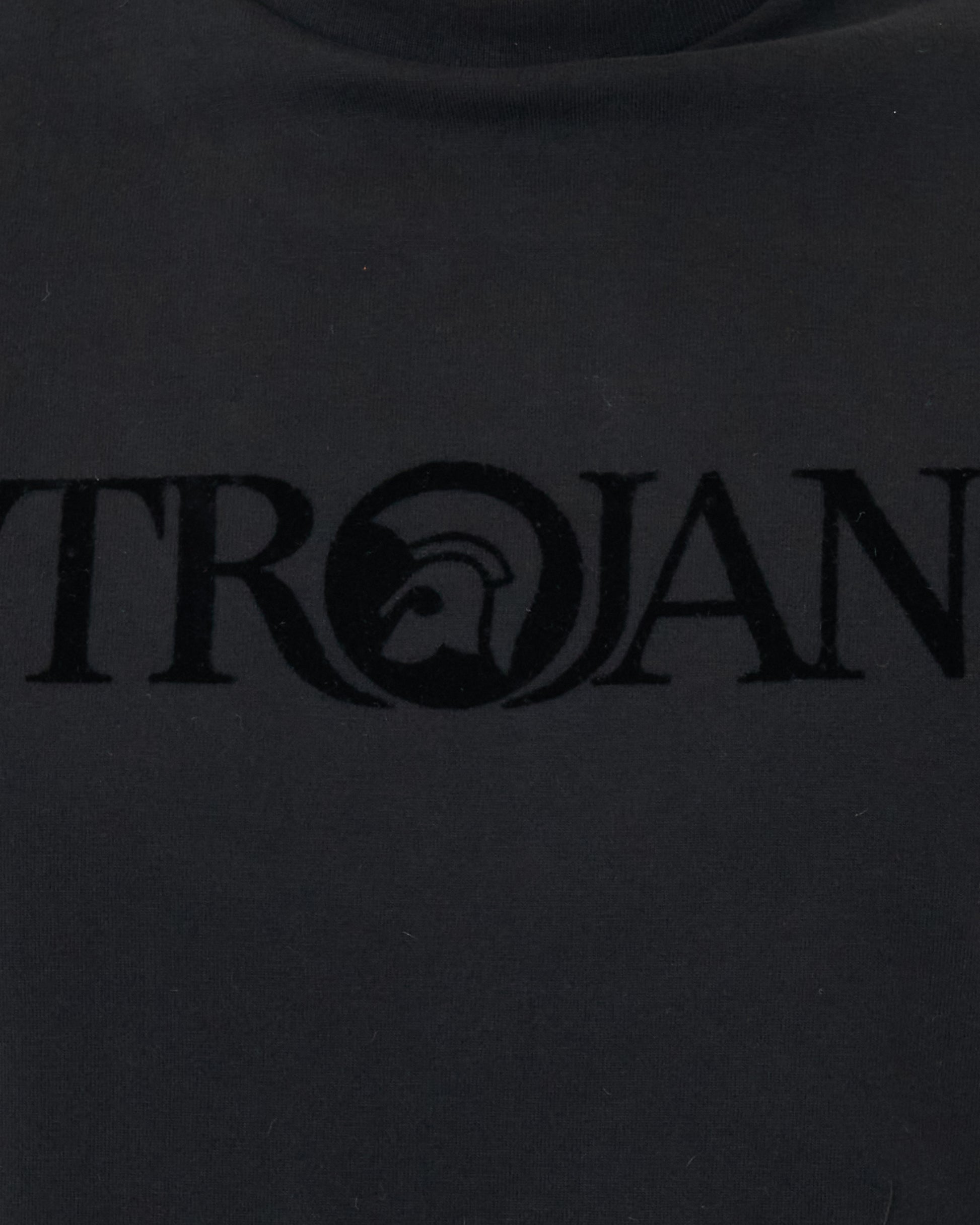 Trojan Self-Flock Print T Shirt Black