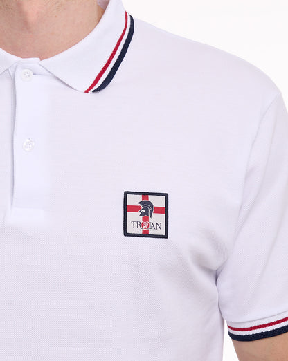 Trojan St. George Badge Piqué Polo Weiß