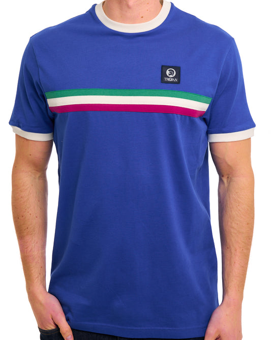 Trojan Trojan Stripe Front T-Shirt Kobaltblau