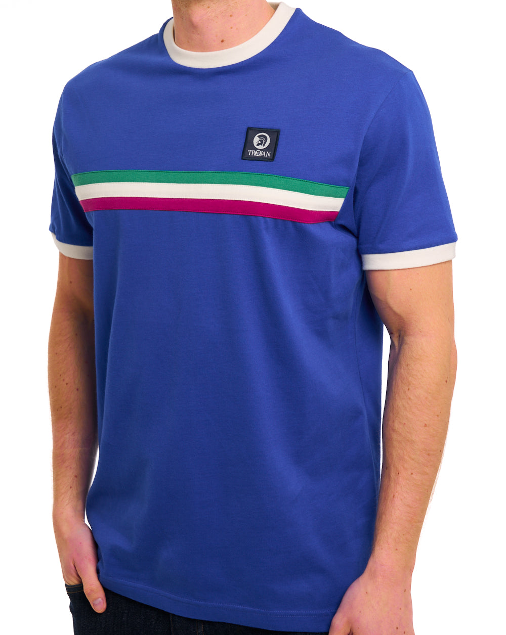 Trojan Stripe Front T-Shirt Kobaltblau