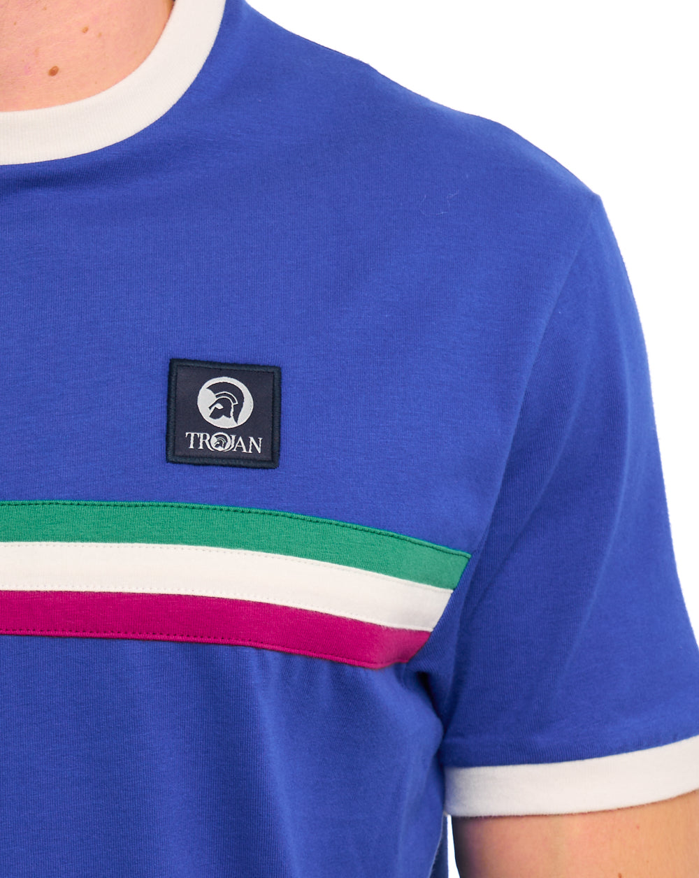 Trojan Stripe Front T-Shirt Kobaltblau