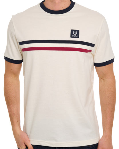 Trojan Stripe Front T-Shirt Ecru