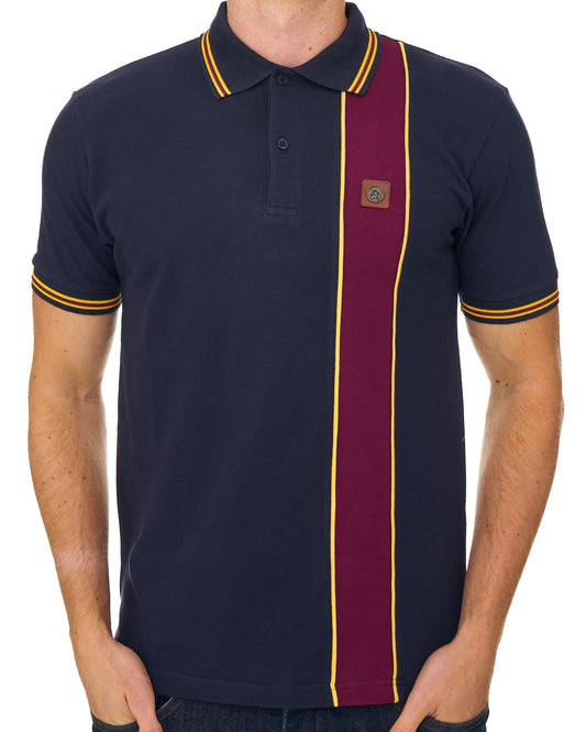 Trojan Trojan Stripe Pique Polo Navy/Maroon