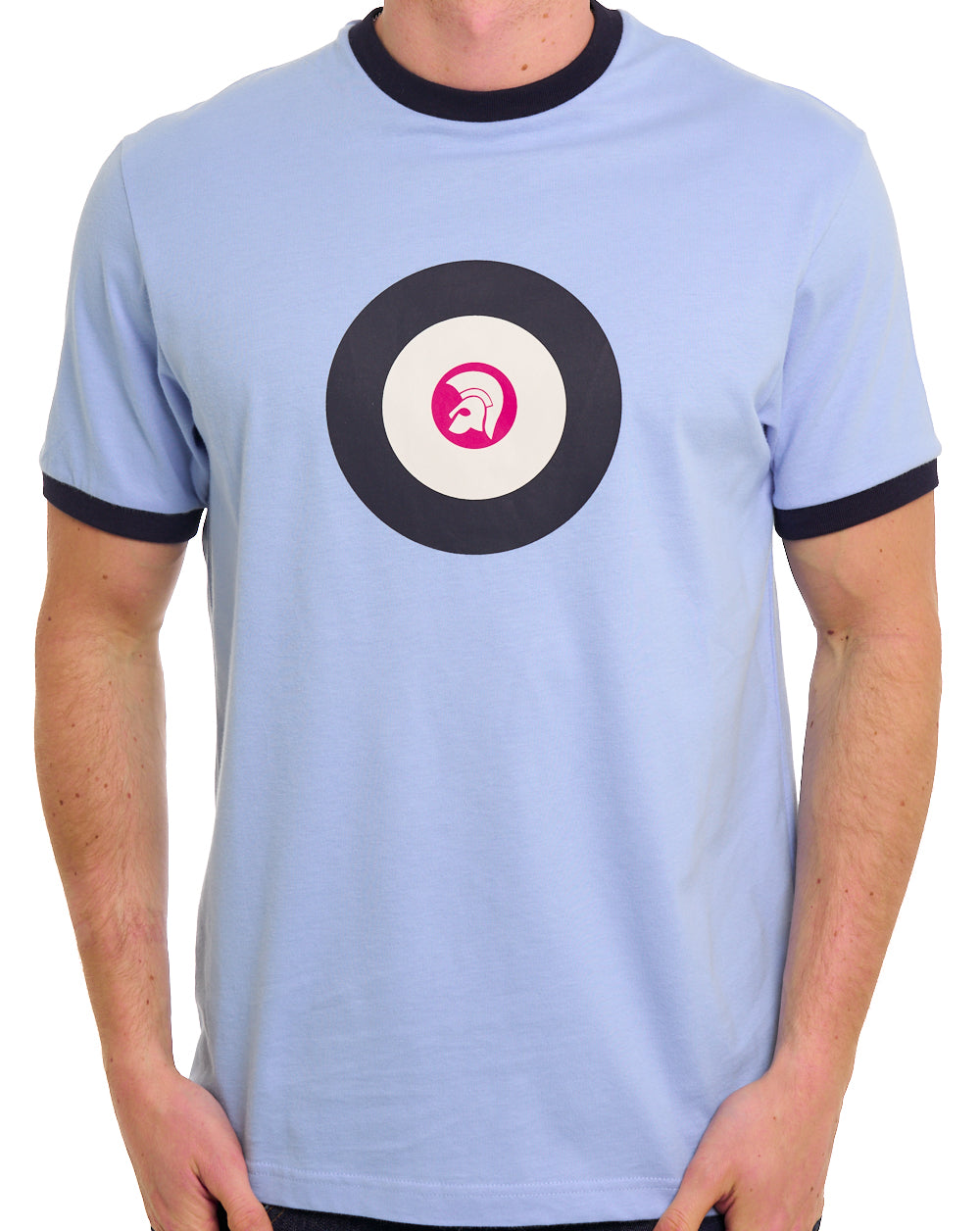 Trojan Target Ringer T-Shirt, hellblau