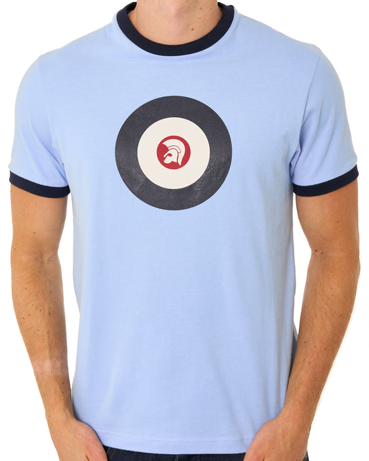 Trojan Trojan Target Ringer T Shirt Powder Blue/Navy/Red