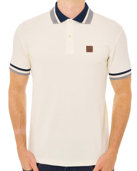 Trojan Trojan Textured Jacquard Collar Polo Ecru
