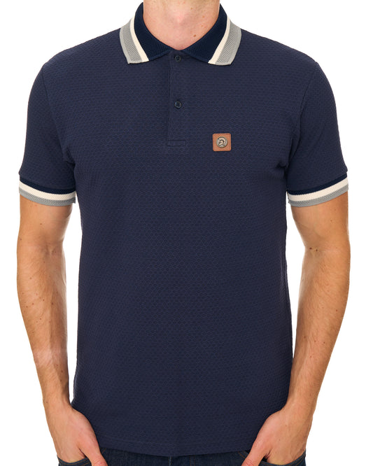 Trojan Trojan Textured Jacquard Collar Polo Navy